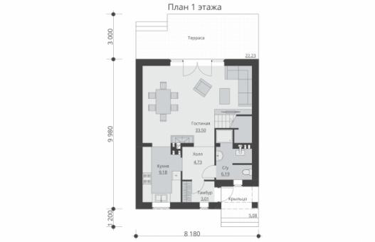 Проект одноэтажного жилого дома с мансардой