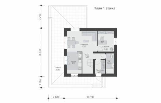 Проект двухэтажного дома с террасой